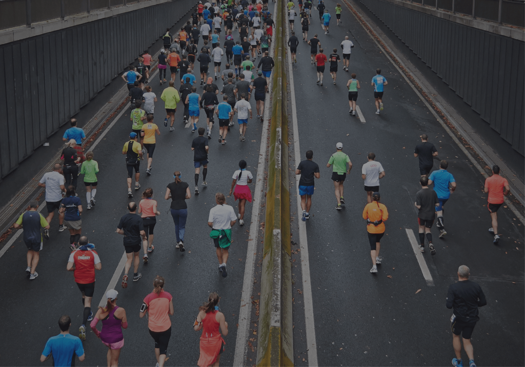 Marathon runners from the back